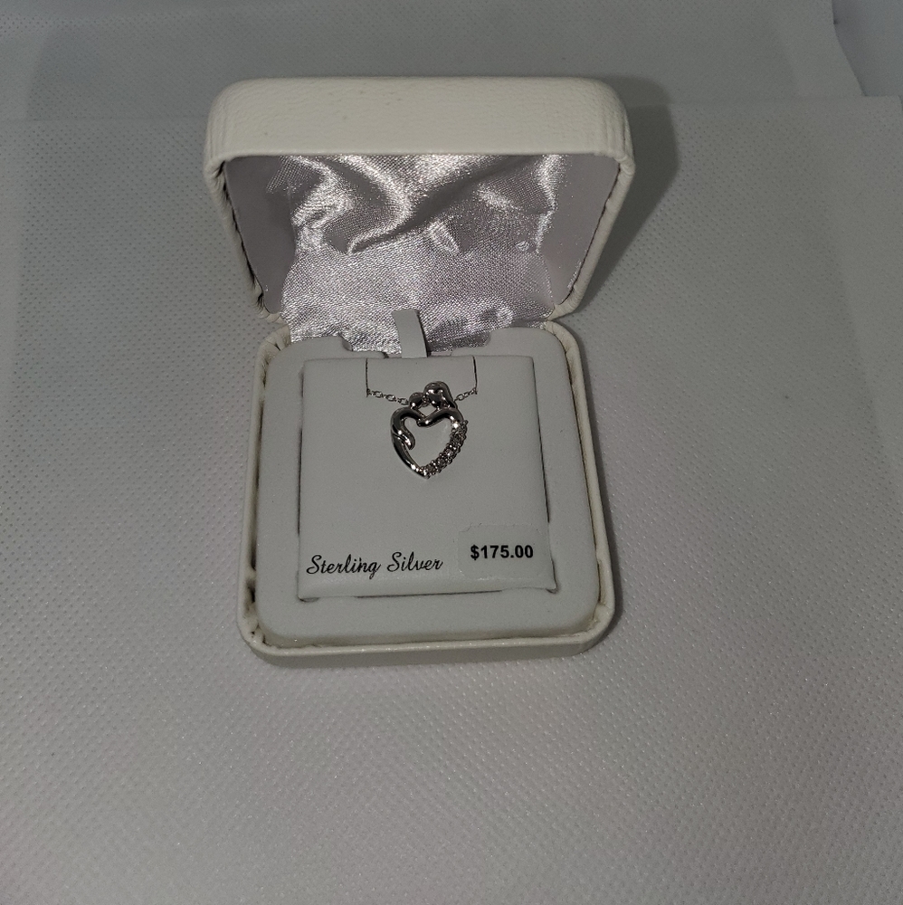 Mother's day necklace silver and diamond